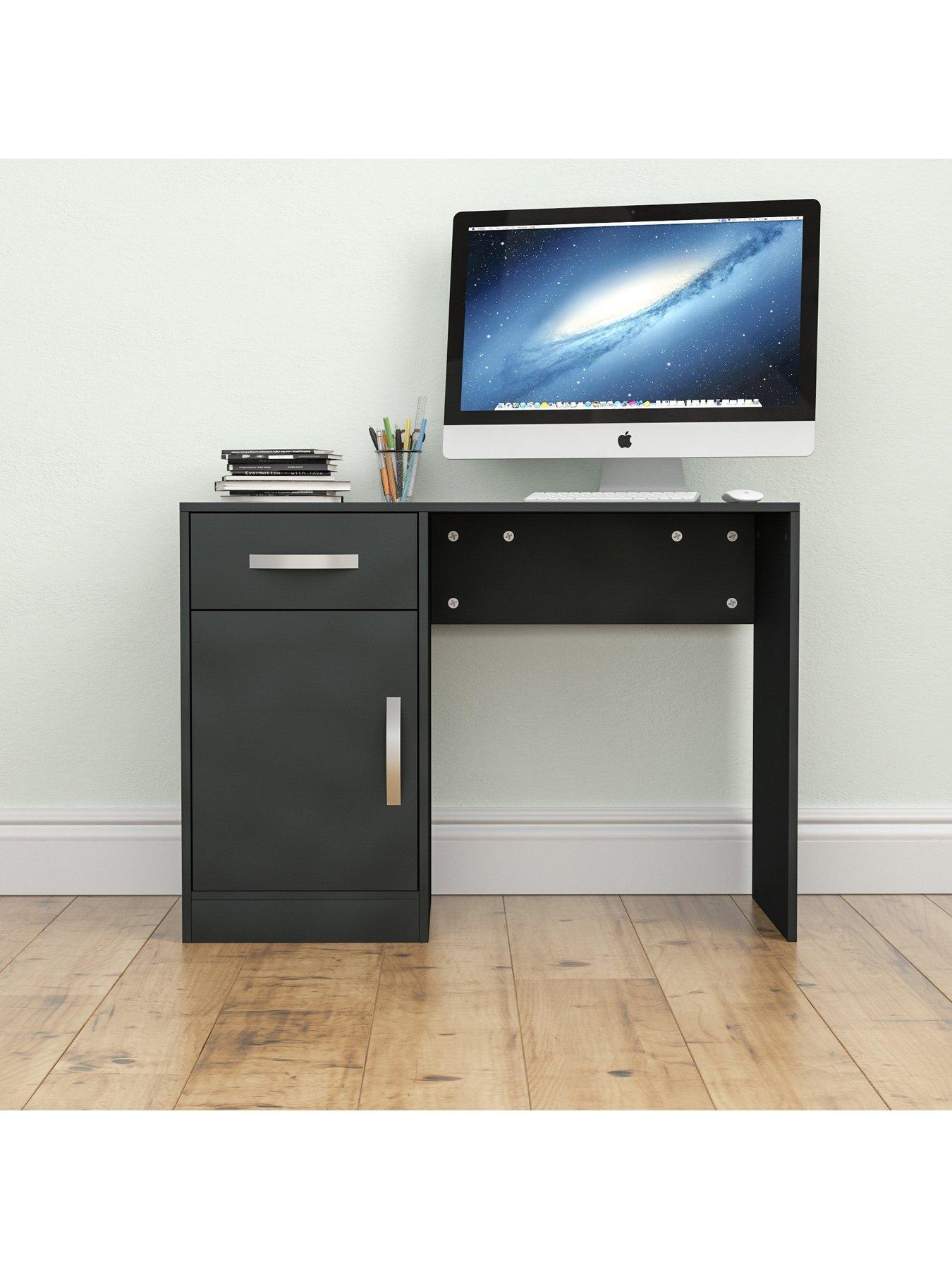 Onespace essential computer store desk grey oak