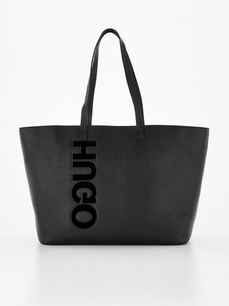 hugo-logo-front-leather-shopper-black
