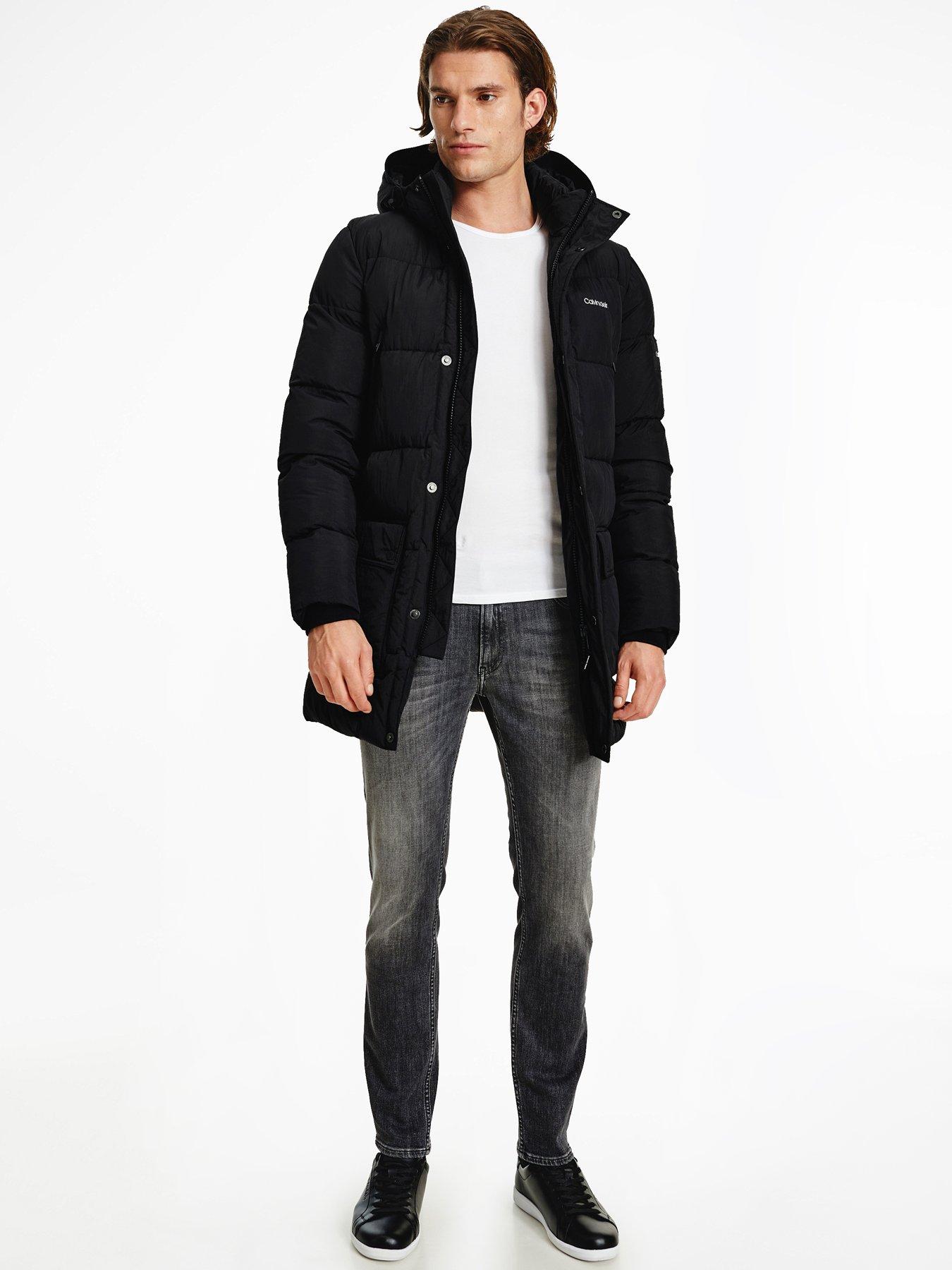 calvin klein crinkle nylon hooded puffer jacket