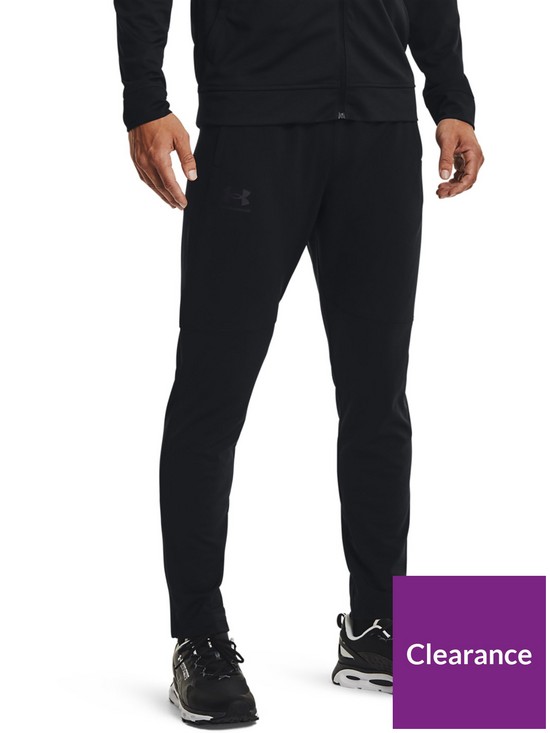 front image of under-armour-training-pique-track-pants-black