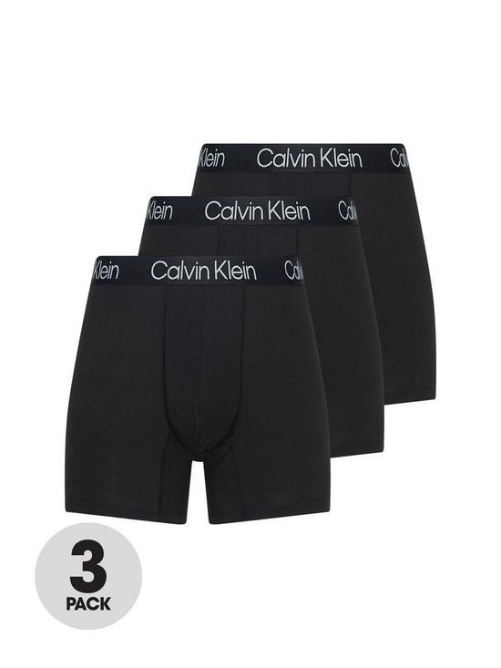 front image of calvin-klein-3-pack-modern-structure-boxer-briefs-black