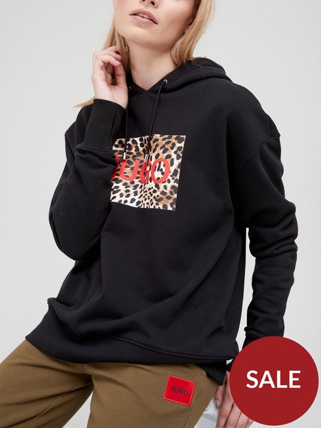 hugo-leopard-print-logo-hoodie-black