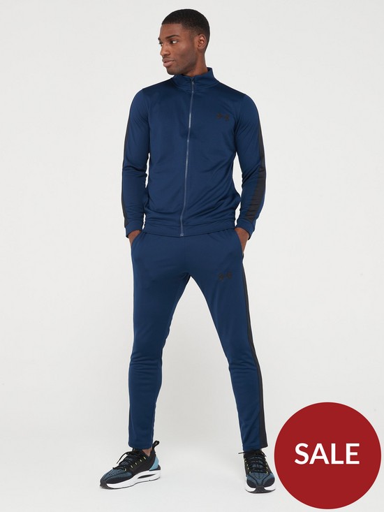 front image of under-armour-training-knit-tracksuit-navyblack