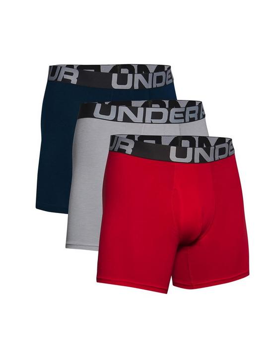 front image of under-armour-charged-cotton-6-3-pack-boxers-rednavy