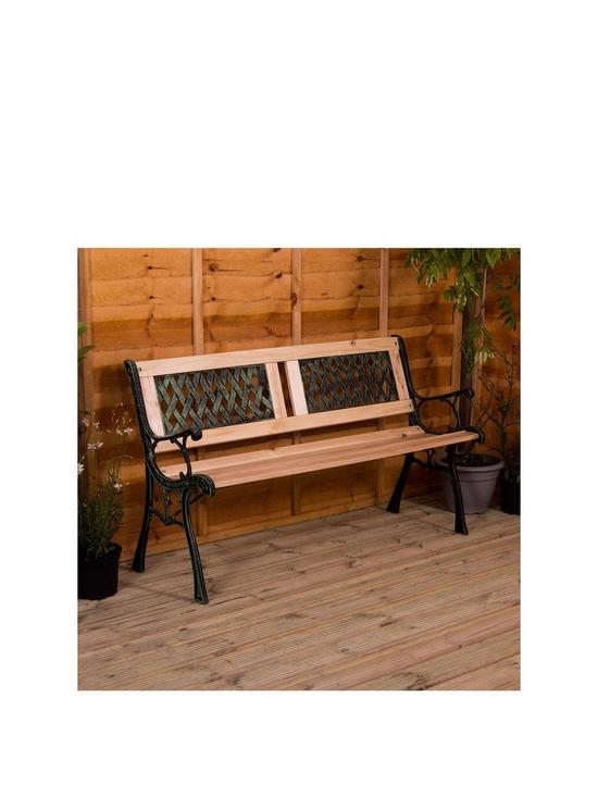 front image of garden-vida-twin-cross-style-garden-bench