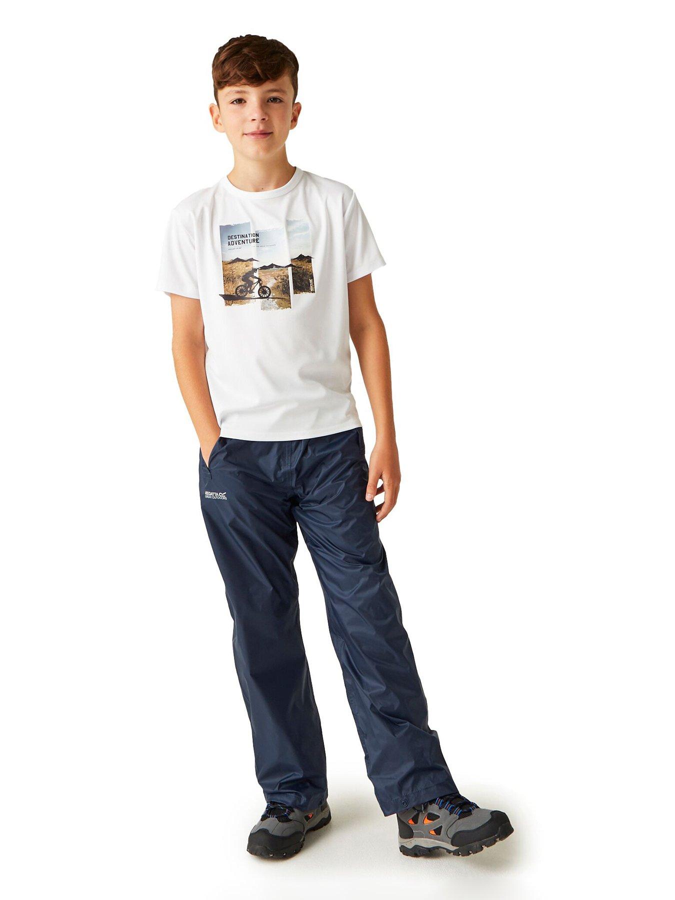 Image 3 of 5 of Regatta Kids Pack-it Waterproof Over-trousers - Dark Blue