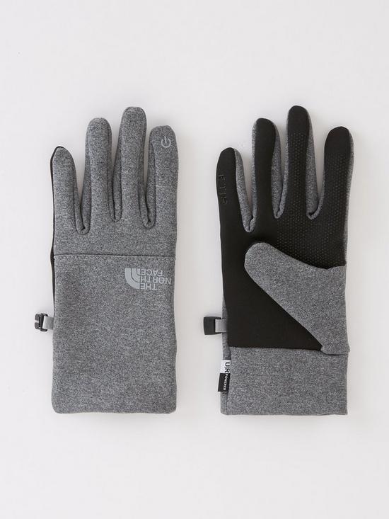 front image of the-north-face-etip-recycled-gloves-medium-grey-heather