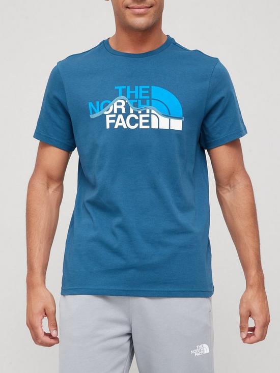 front image of the-north-face-mountain-line-t-shirt-navy