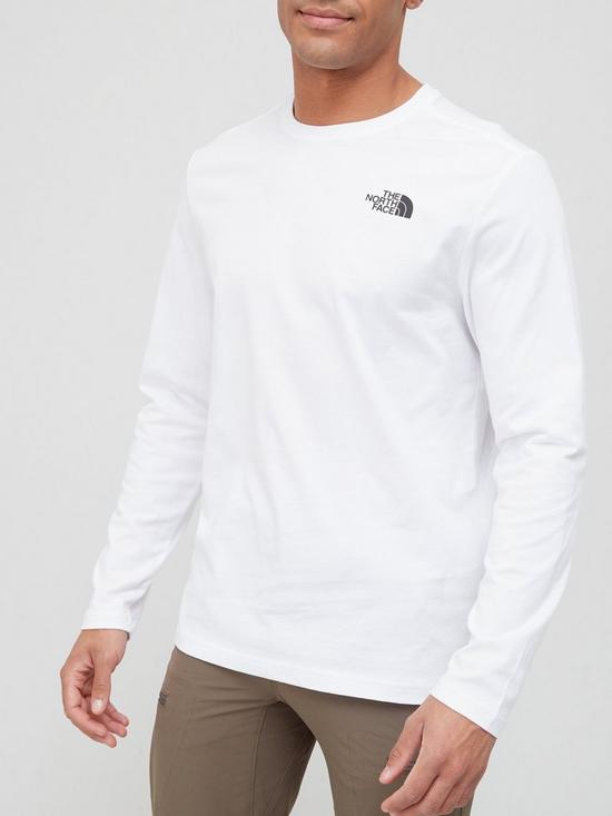 front image of the-north-face-long-sleevenbspred-box-t-shirt-white