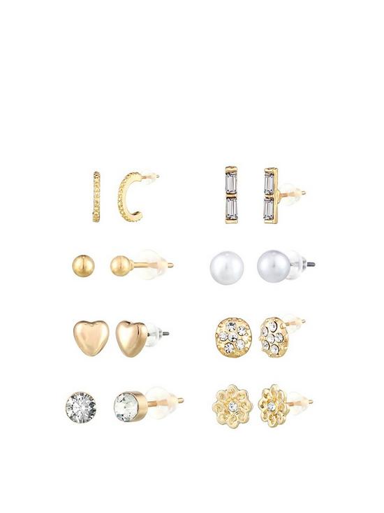 front image of the-love-silver-collection-8pk-gold-plated-earrings