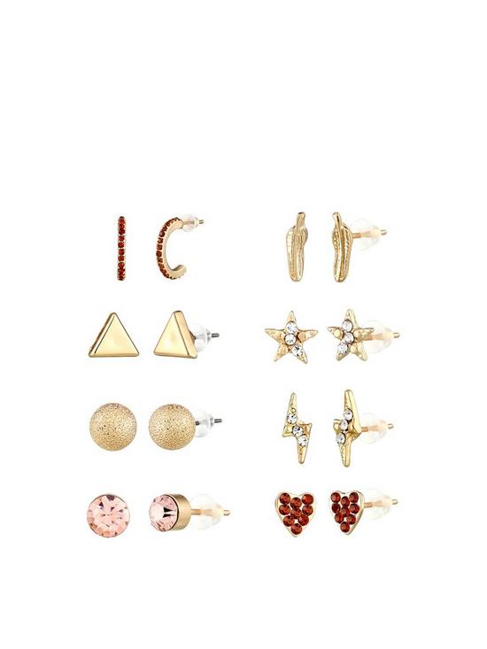 front image of the-love-silver-collection-8pk-gold-plated-earrings