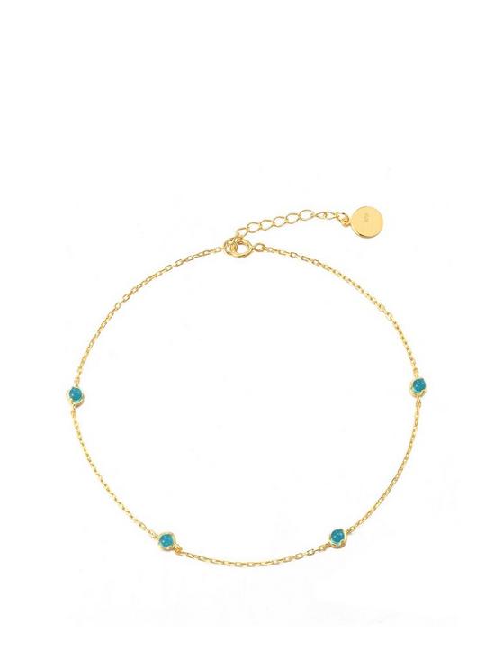 front image of the-love-silver-collection-gold-plated-sterling-silver-turquoise-stone-singlenbspanklet