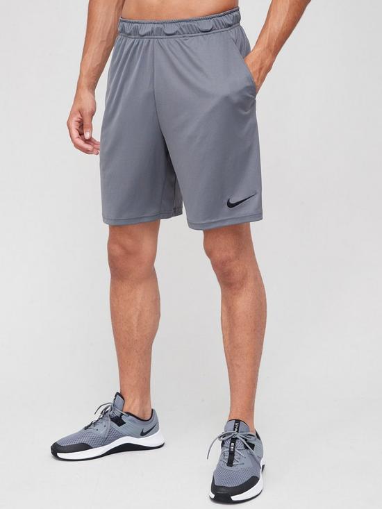 front image of nike-train-dry-fit-knit-short-grey