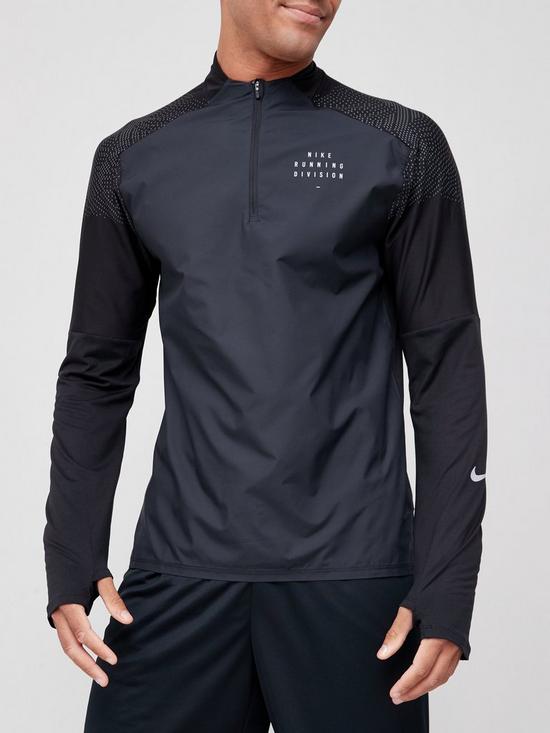front image of nike-run-dry-fitnbspdivision-half-zip-top-black