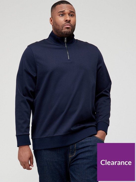 front image of boss-big-amp-tall-sidney-quarter-zip-sweatshirt-dark-bluenbsp