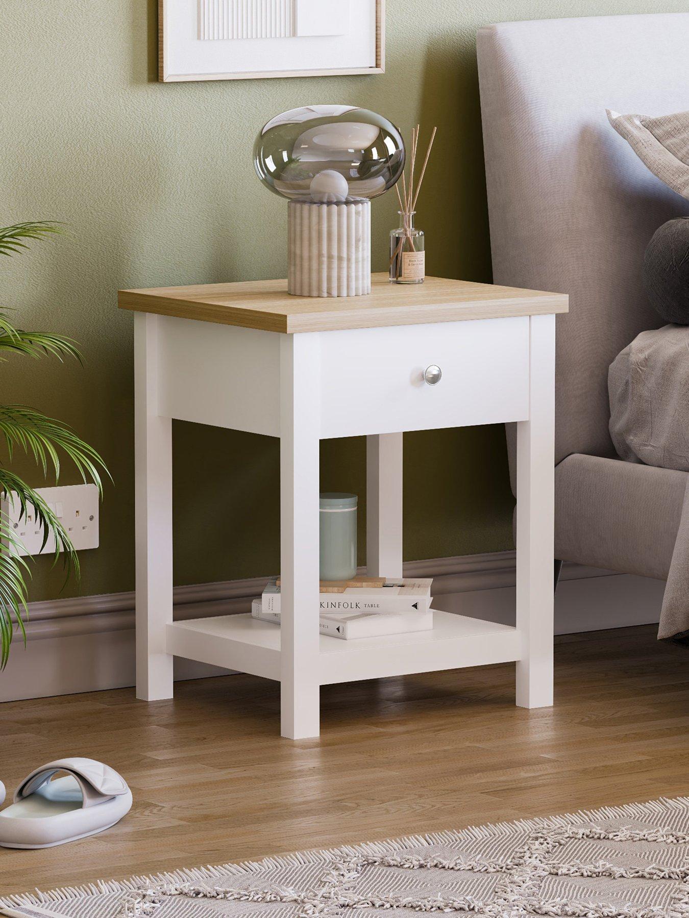 Vida Designs Arlington 1 Drawer Side Table - White