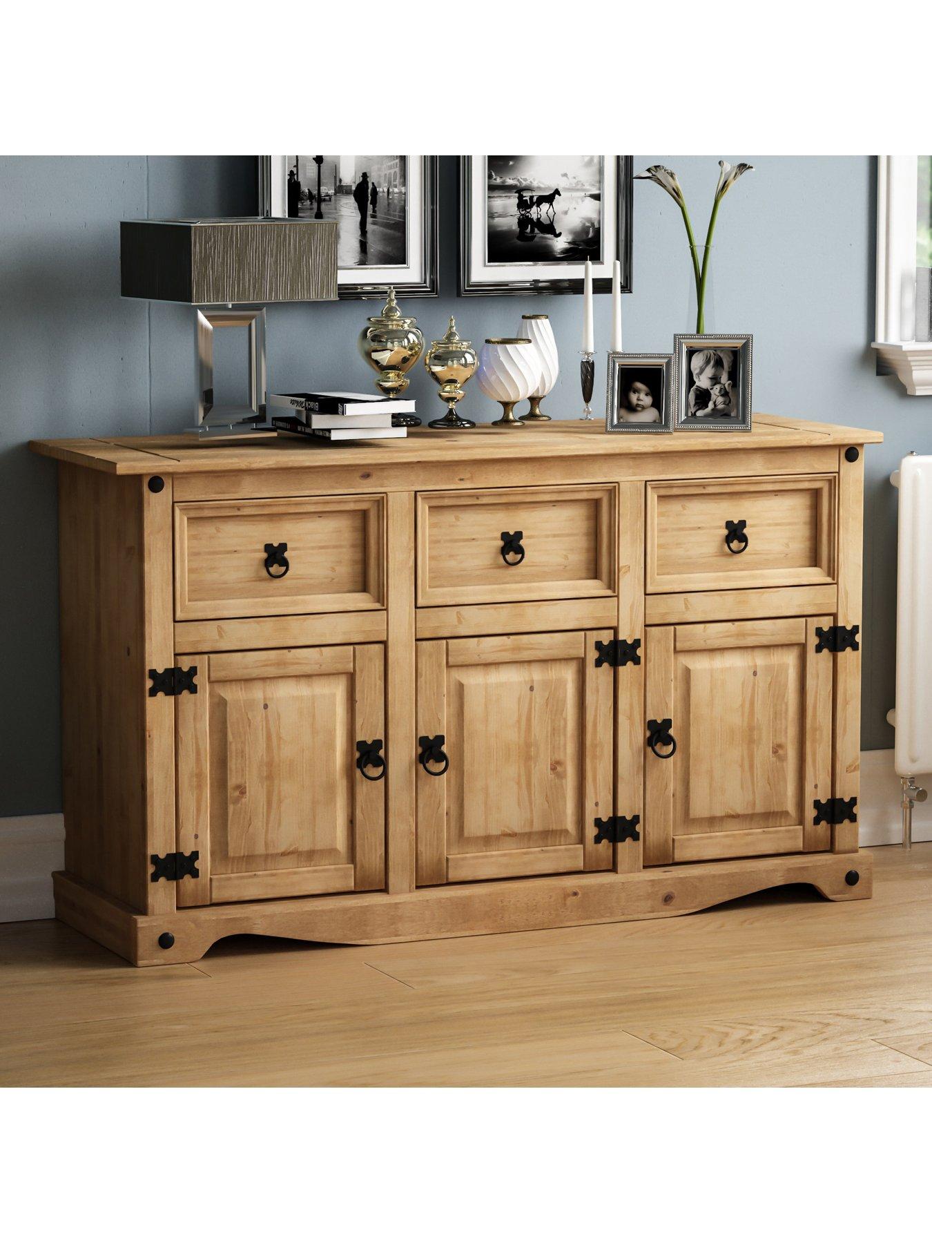  image of vida-designs-corona-solid-pinenbsp3-door-3-drawer-sideboard