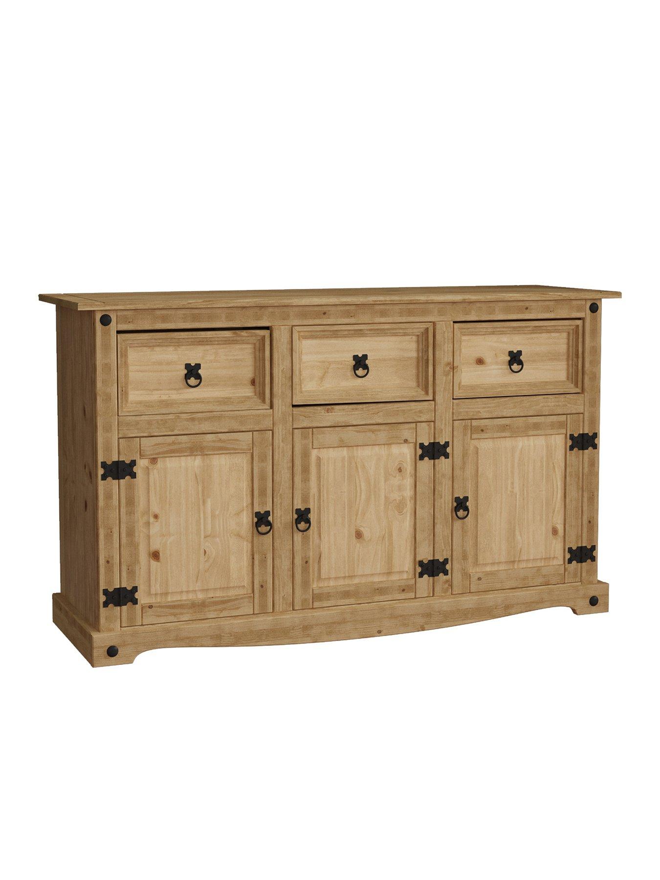  image of vida-designs-corona-solid-pinenbsp3-door-3-drawer-sideboard