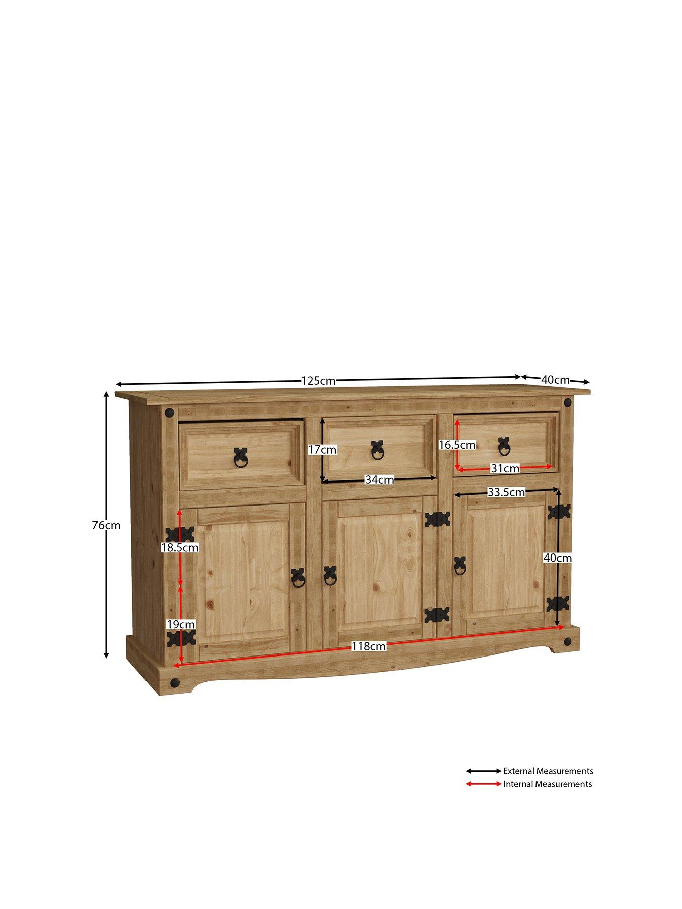 Image 3 of 6 of Vida Designs Corona Solid Pine&nbsp;3 Door, 3 Drawer Sideboard