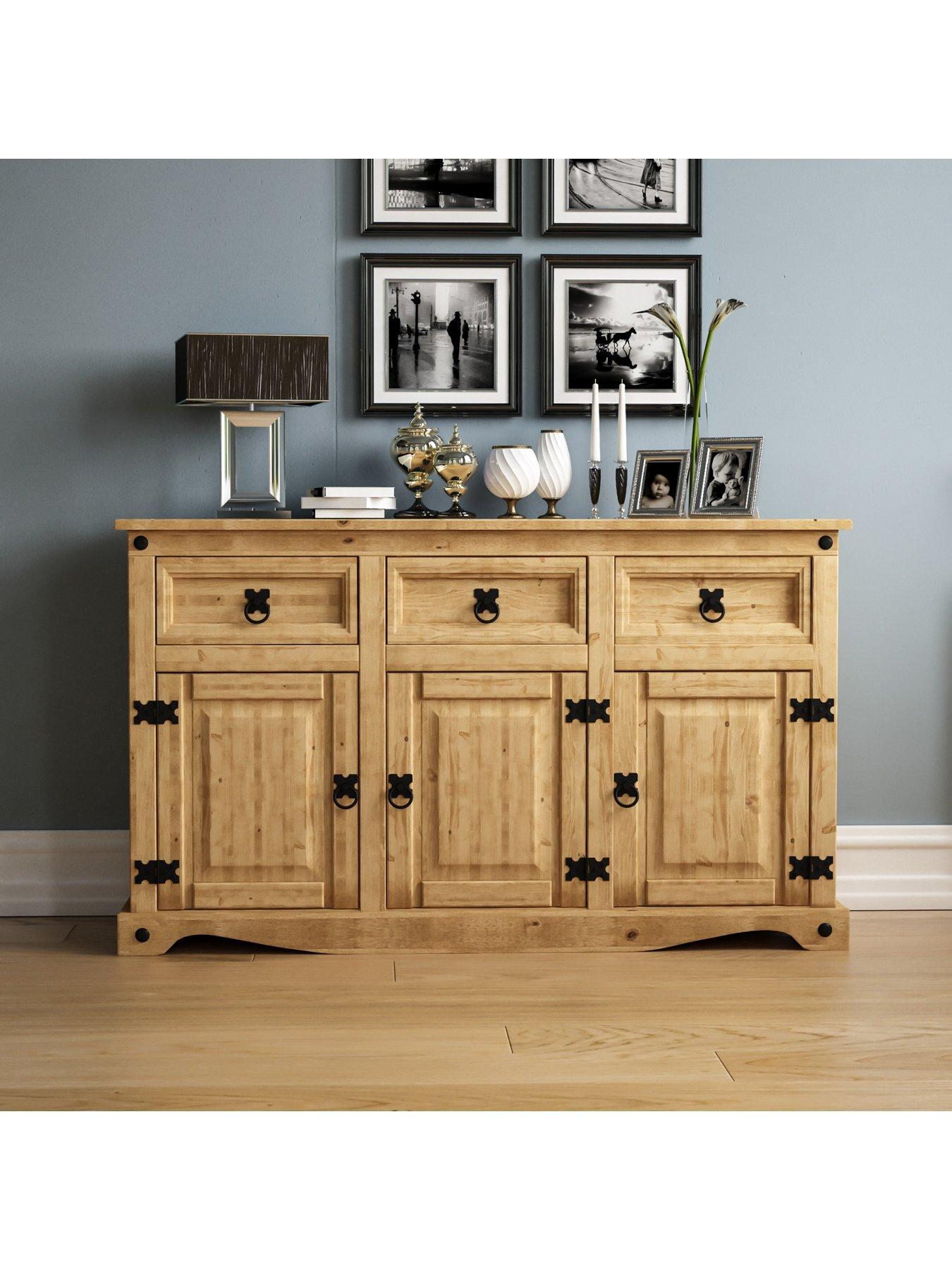  image of vida-designs-corona-solid-pinenbsp3-door-3-drawer-sideboard