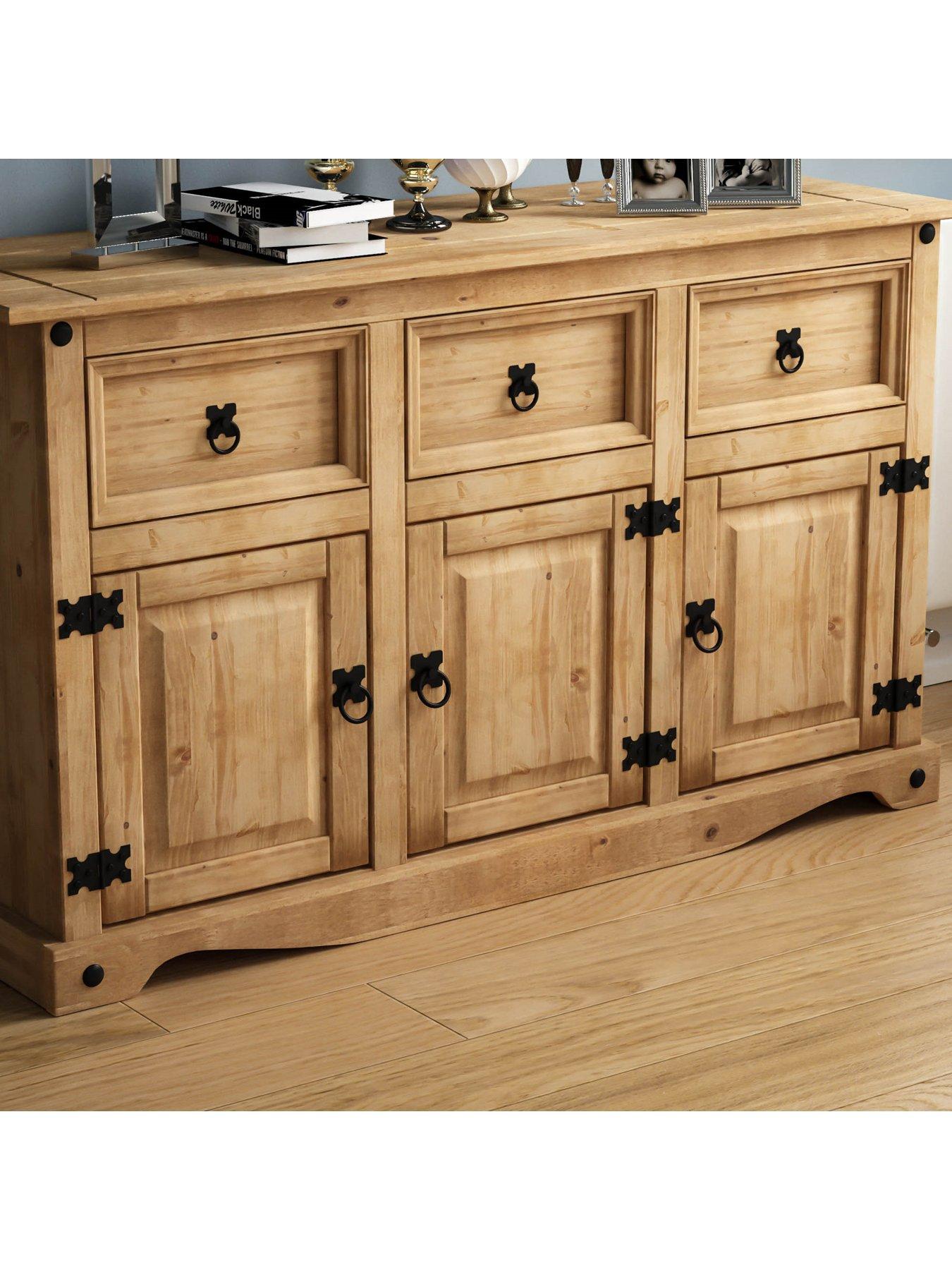  image of vida-designs-corona-solid-pinenbsp3-door-3-drawer-sideboard
