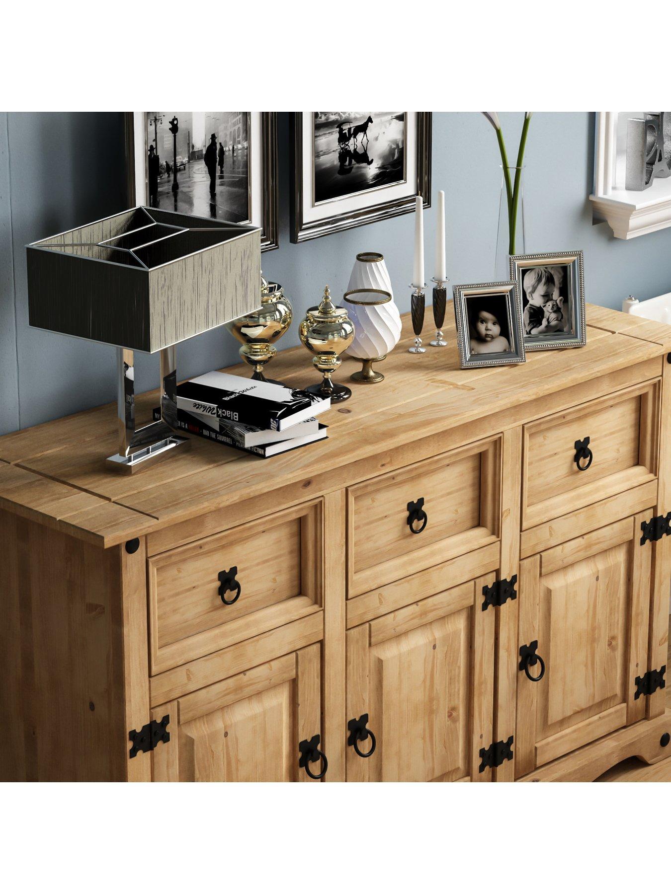  image of vida-designs-corona-solid-pinenbsp3-door-3-drawer-sideboard