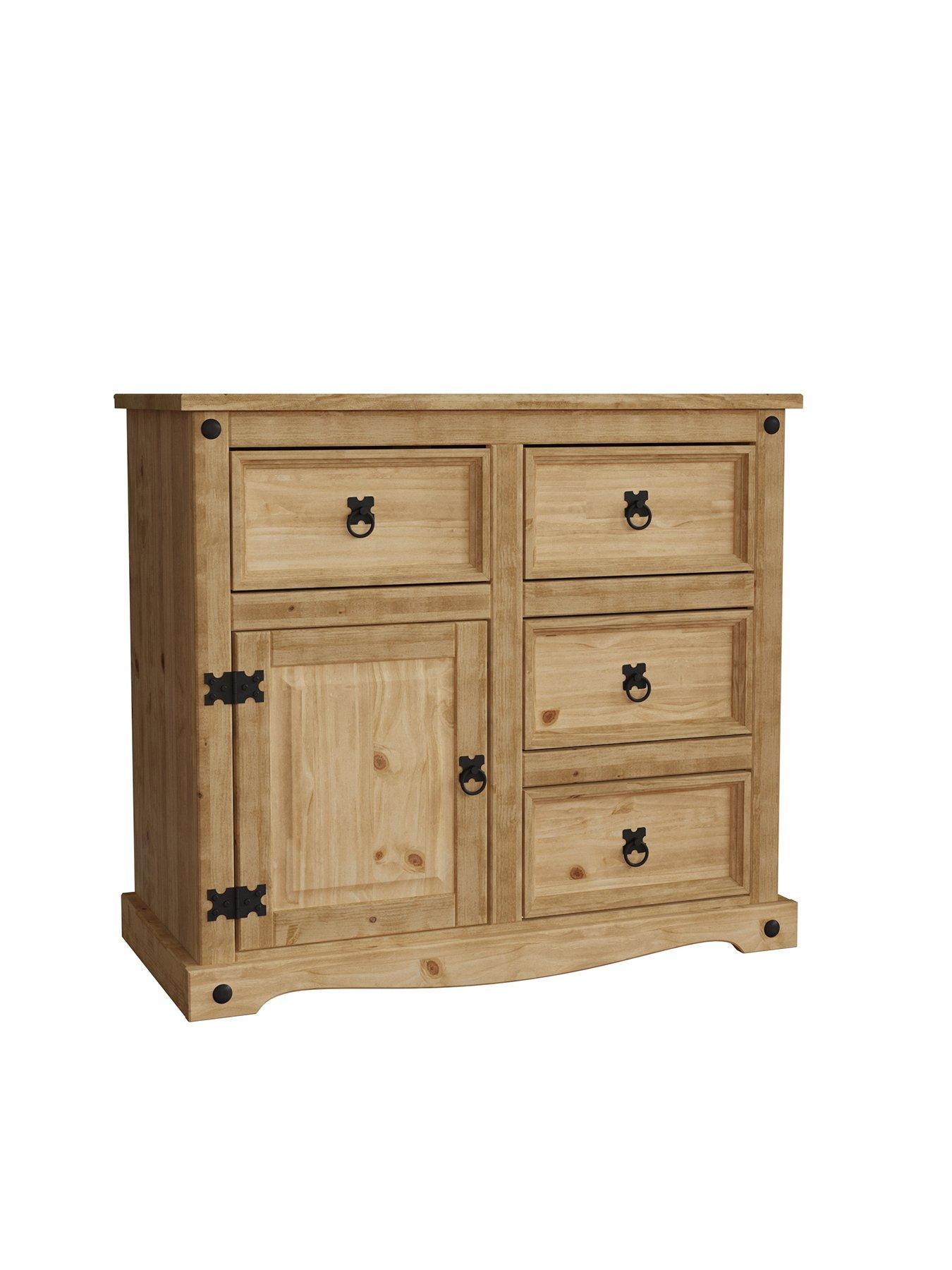 Image 2 of 6 of Vida Designs Corona Solid Pine&nbsp;1 Door, 4 Drawer Compact&nbsp;Sideboard