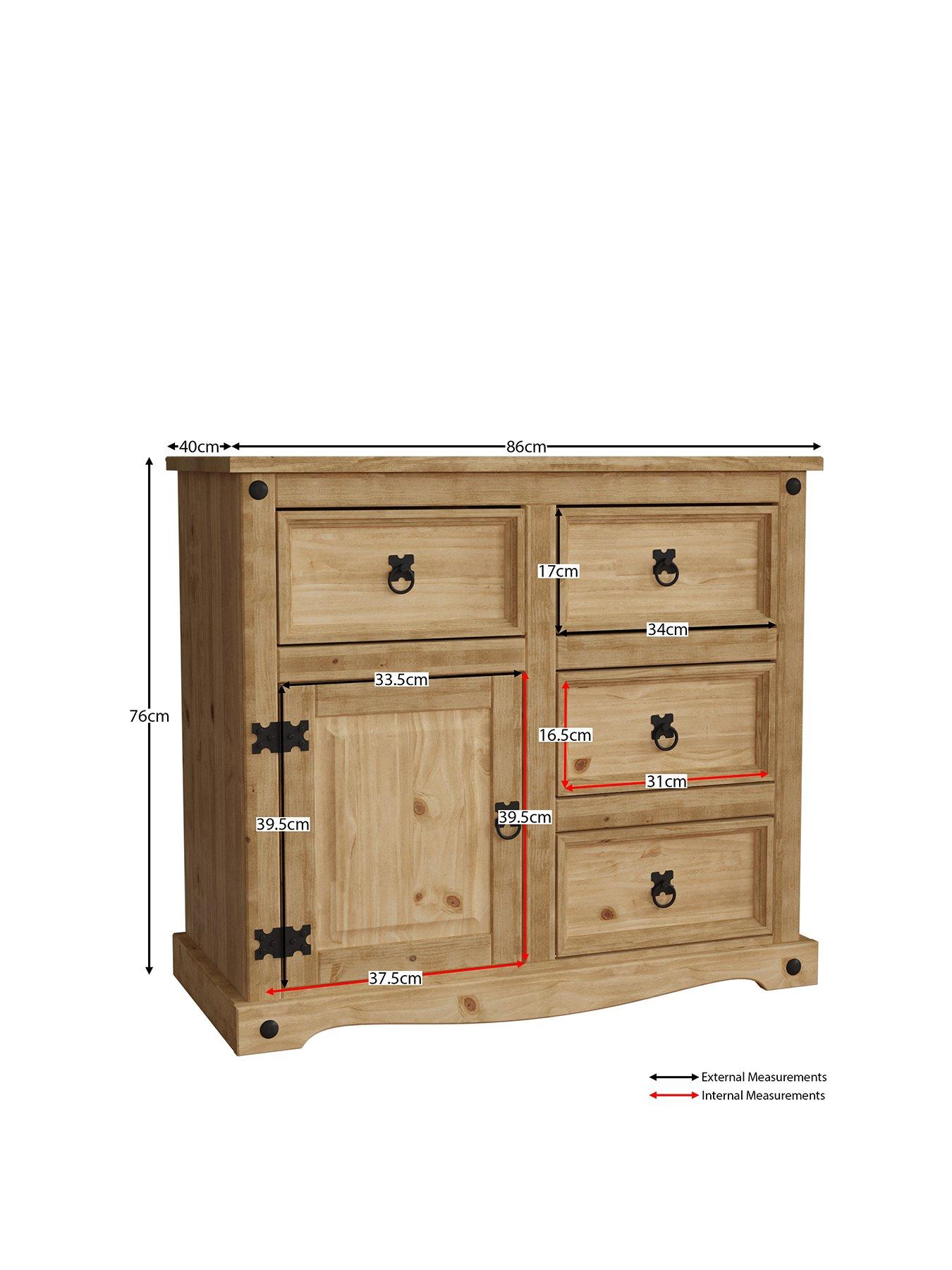 Image 3 of 6 of Vida Designs Corona Solid Pine&nbsp;1 Door, 4 Drawer Compact&nbsp;Sideboard