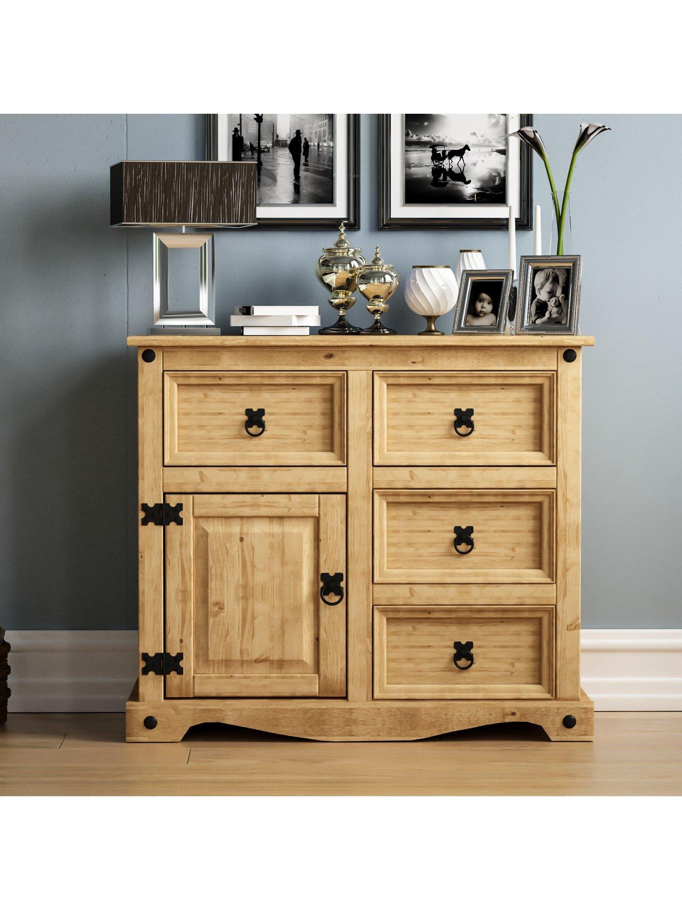 Image 4 of 6 of Vida Designs Corona Solid Pine&nbsp;1 Door, 4 Drawer Compact&nbsp;Sideboard