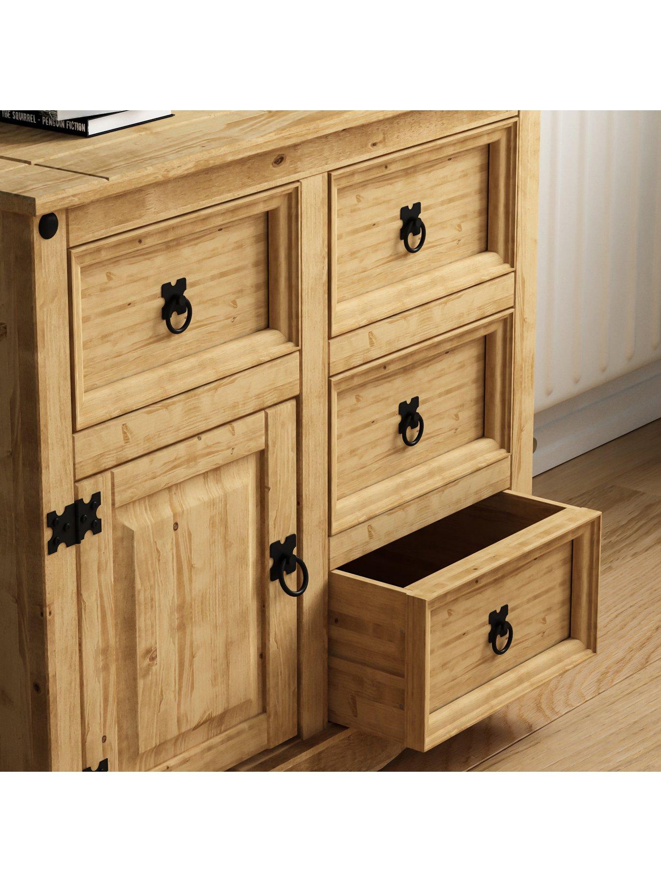Image 6 of 6 of Vida Designs Corona Solid Pine&nbsp;1 Door, 4 Drawer Compact&nbsp;Sideboard