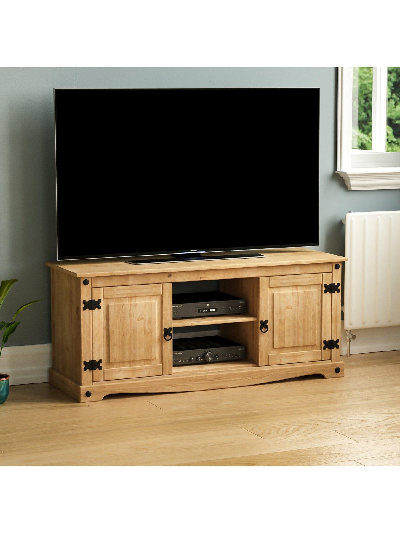 Vida Designs Corona Solid Pine 2 Door, 1 Shelf TV Unit - fits up to 60 inch TV