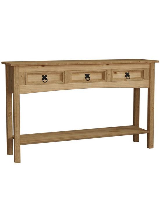 front image of vida-designs-corona-solid-pinenbsp3-drawer-console-table