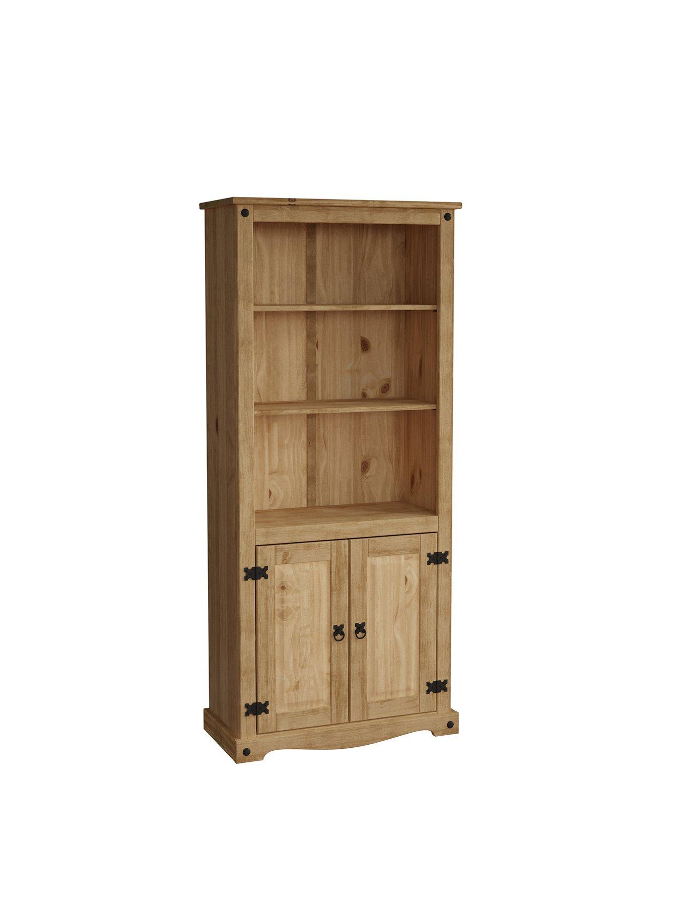 stillFront image of vida-designs-corona-solid-pine-2-door-bookcase