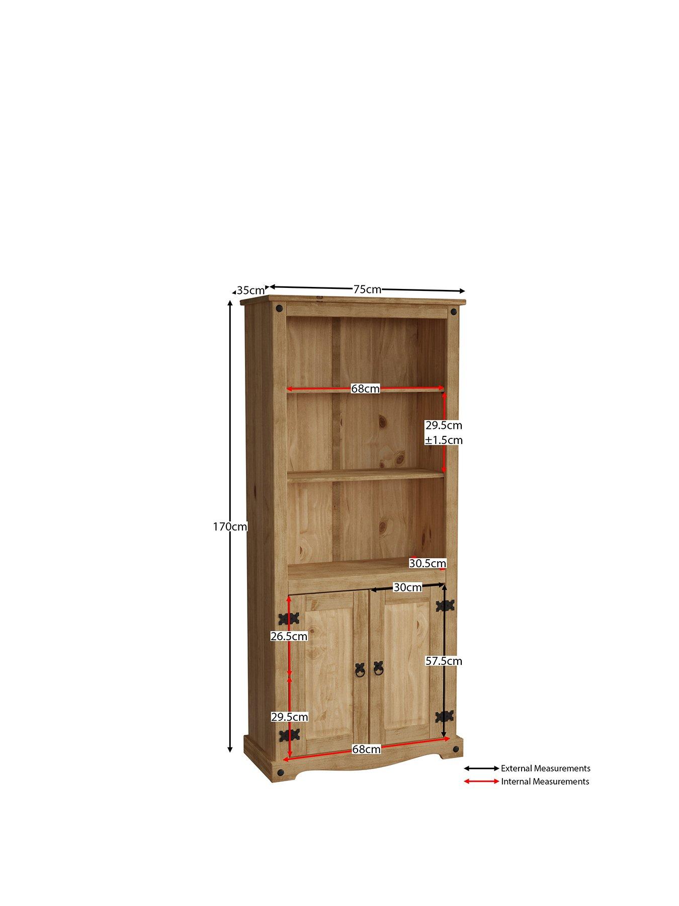  image of vida-designs-corona-solid-pine-2-door-bookcase