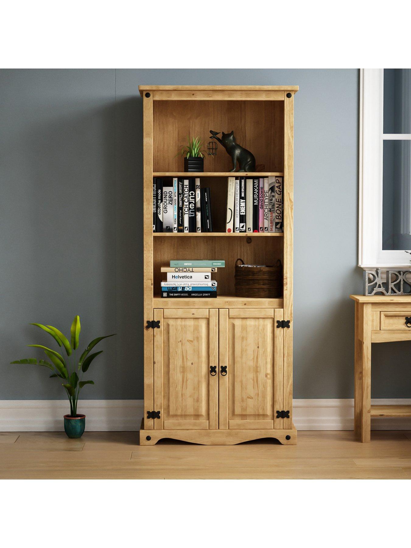  image of vida-designs-corona-solid-pine-2-door-bookcase