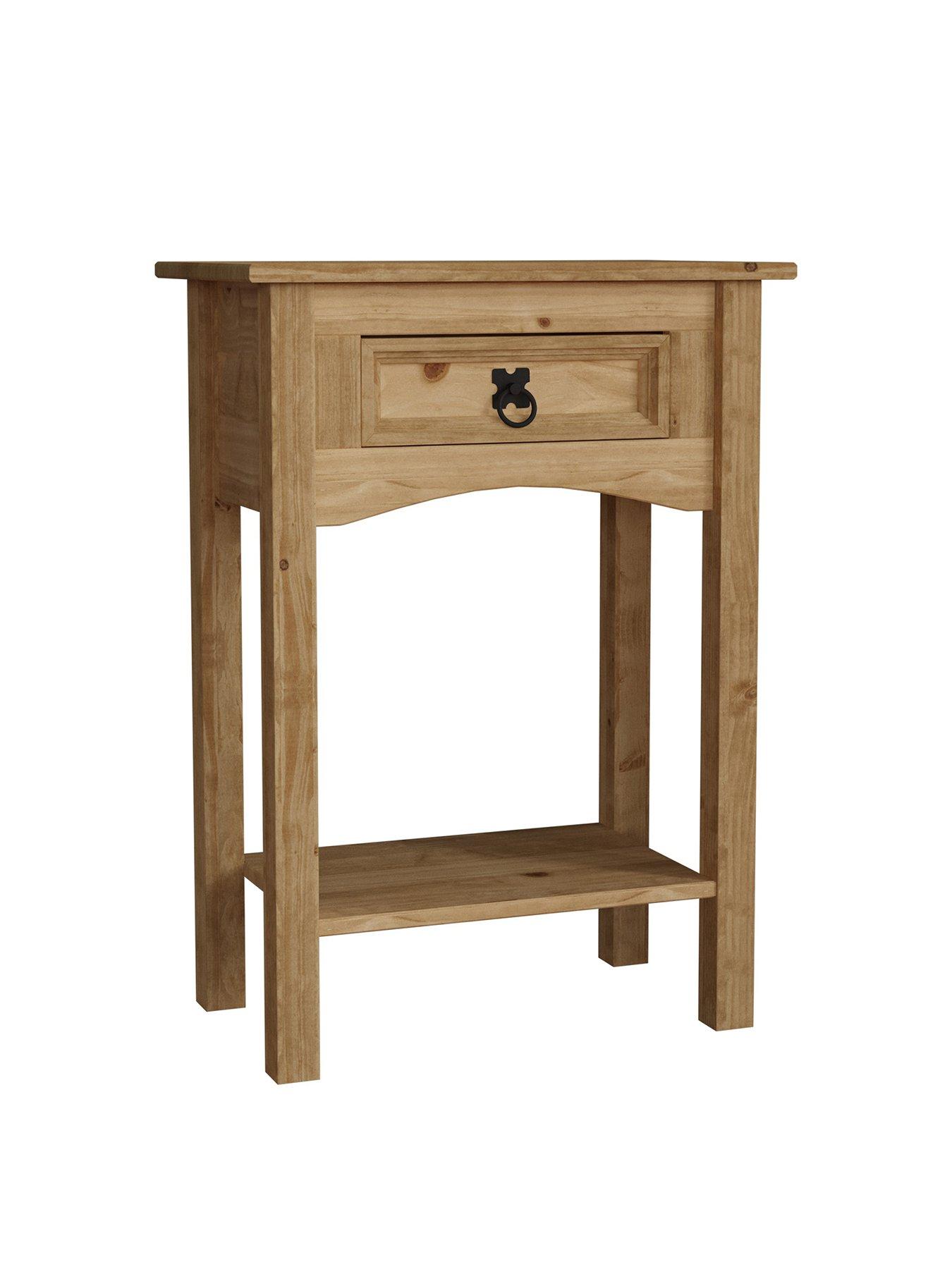 stillFront image of vida-designs-corona-solid-pine-1-drawer-console-table