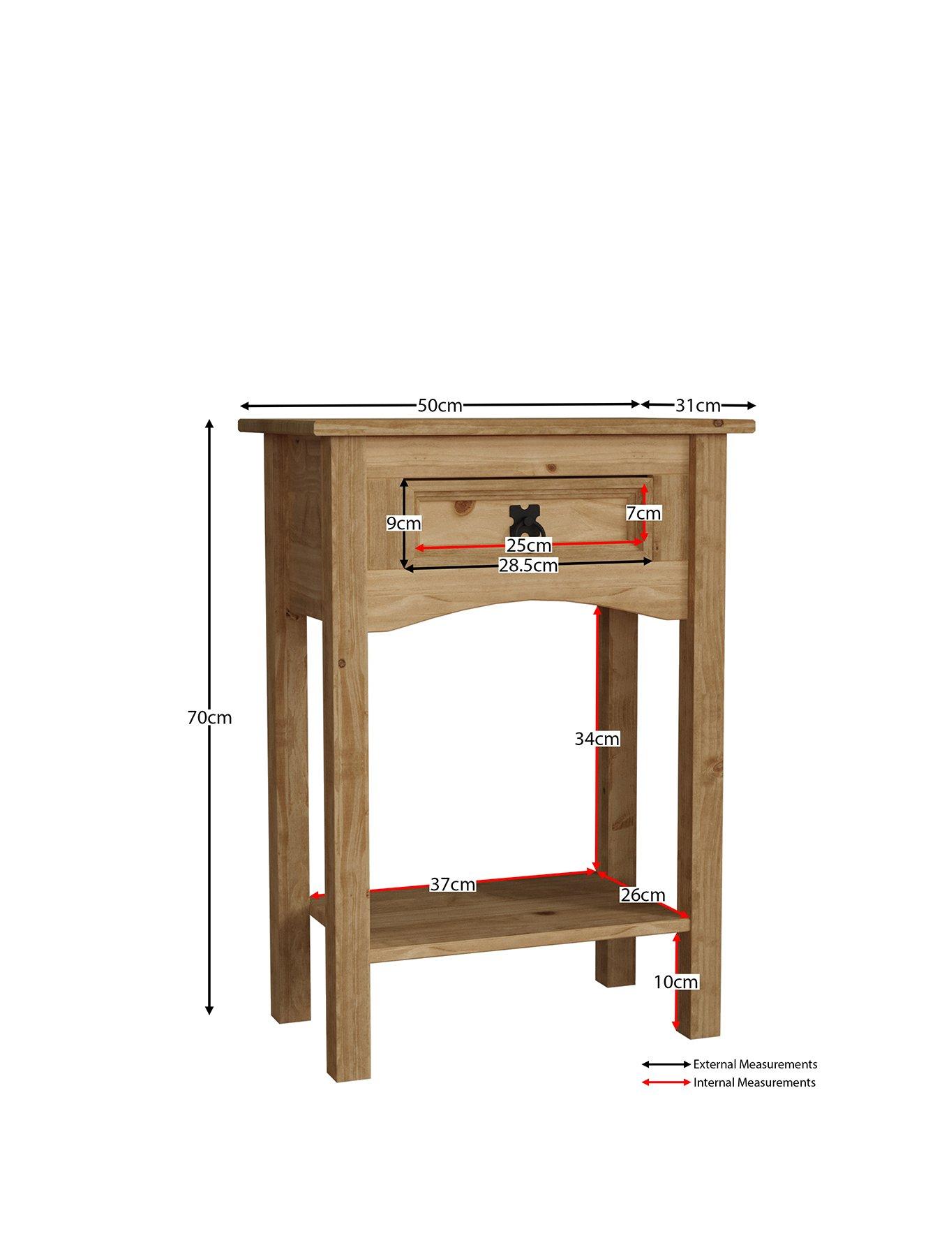  image of vida-designs-corona-solid-pine-1-drawer-console-table
