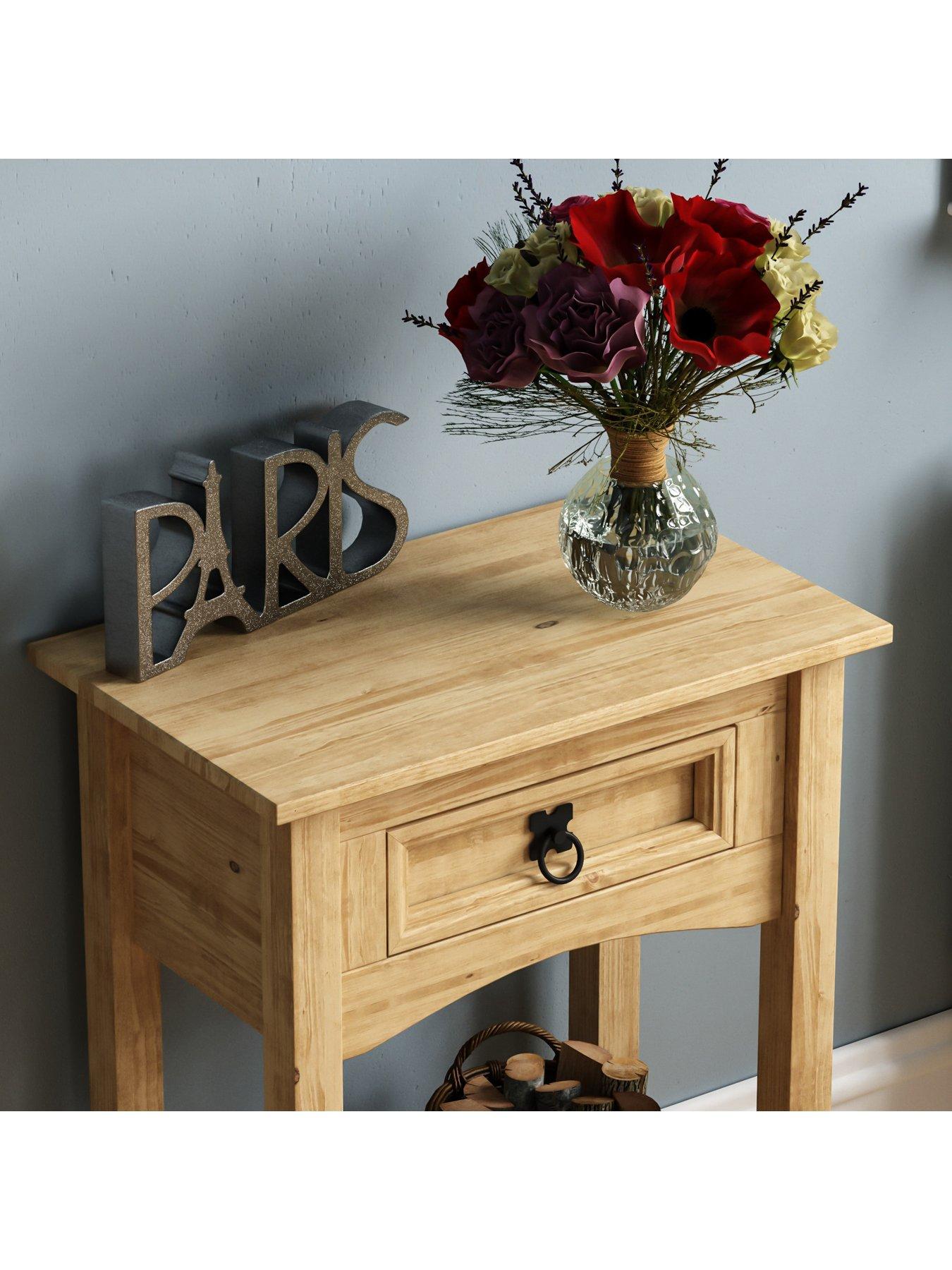  image of vida-designs-corona-solid-pine-1-drawer-console-table