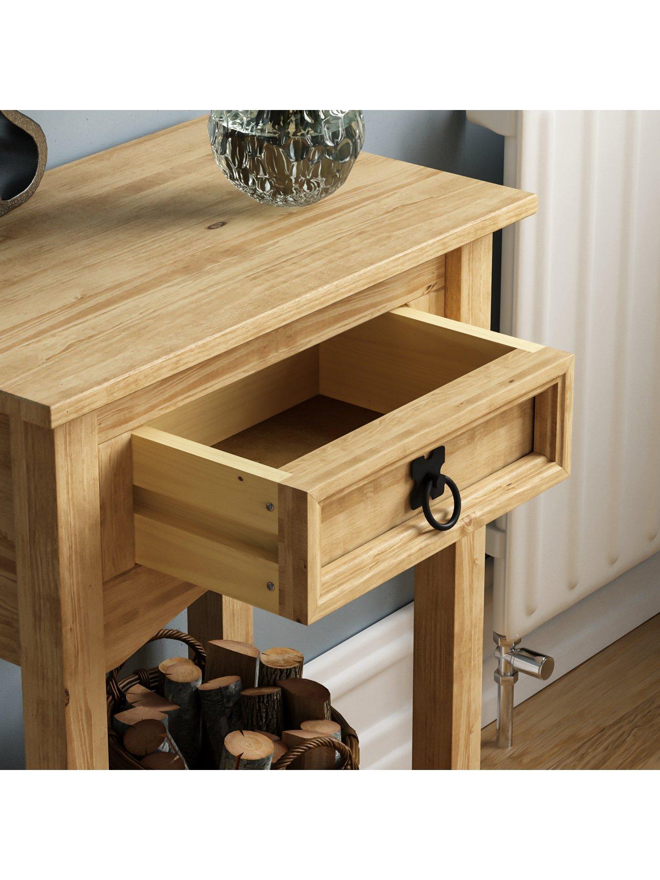  image of vida-designs-corona-solid-pine-1-drawer-console-table