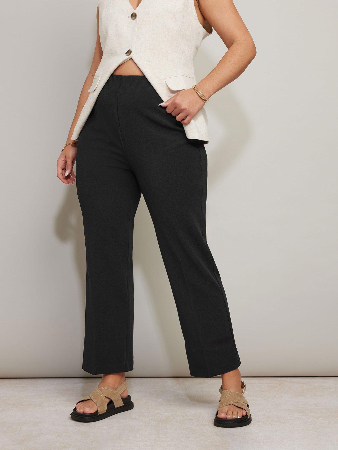  image of yours-bootcut-32-ponte-rib-trouser-black