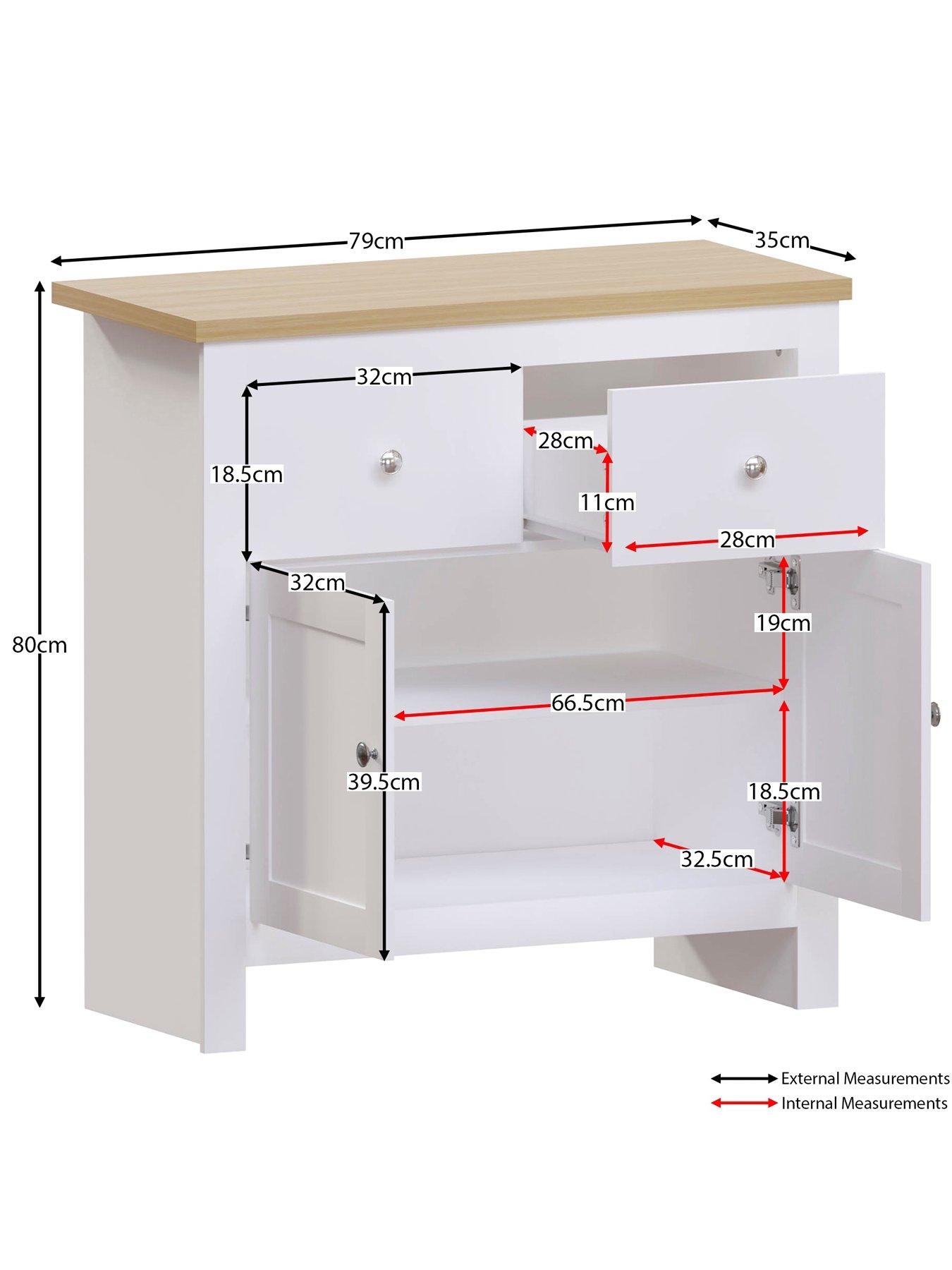  image of vida-designs-arlington-2-drawer-2-door-compact-sideboard-white