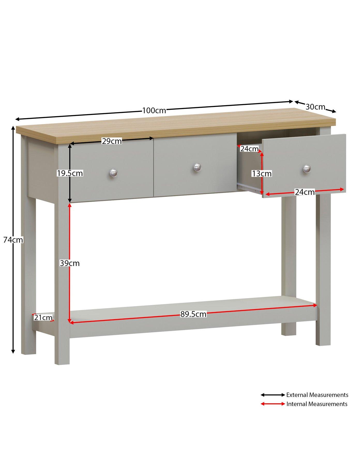  image of vida-designs-arlington-3-drawer-console-table
