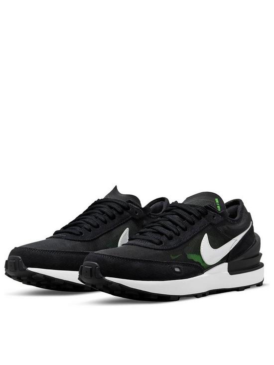 front image of nike-waffle-one-junior-trainer-black