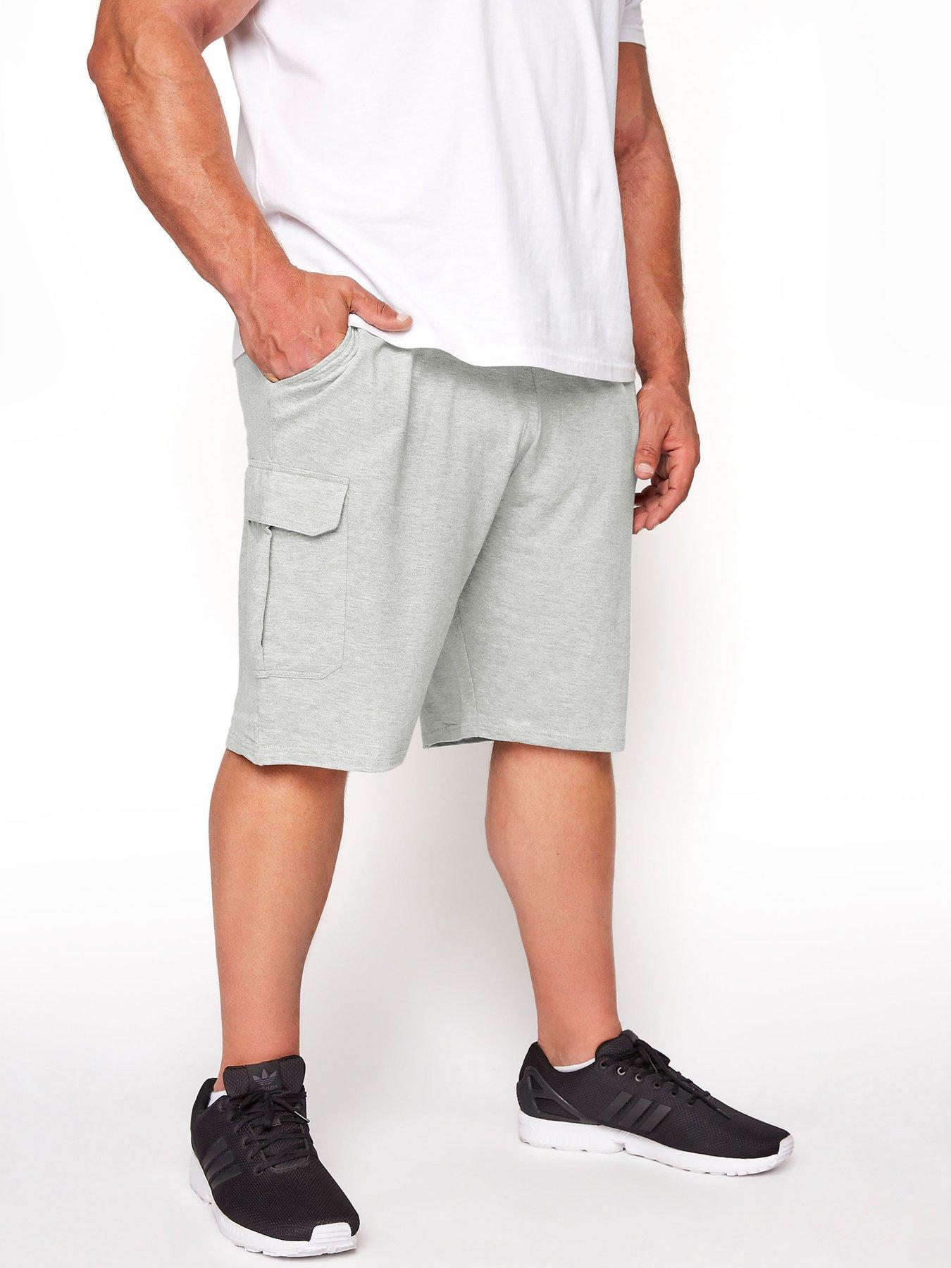  image of badrhino-essential-jersey-cargo-shorts-marl-grey
