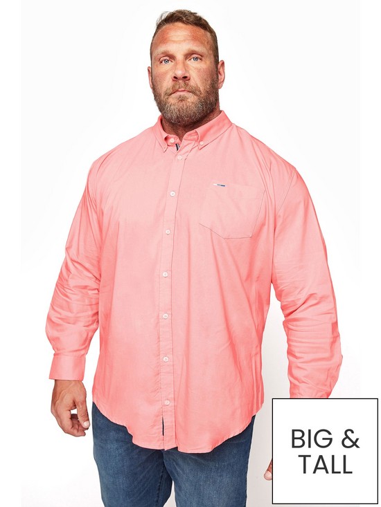 front image of badrhino-essential-long-sleeve-oxford-shirt-pink