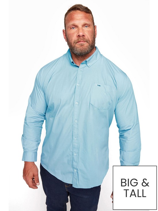 front image of badrhino-essential-long-sleeve-oxford-shirt-blue