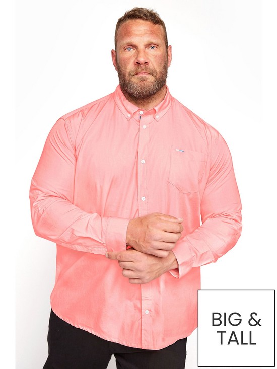 front image of badrhino-essential-long-sleeve-poplin-shirt-pink