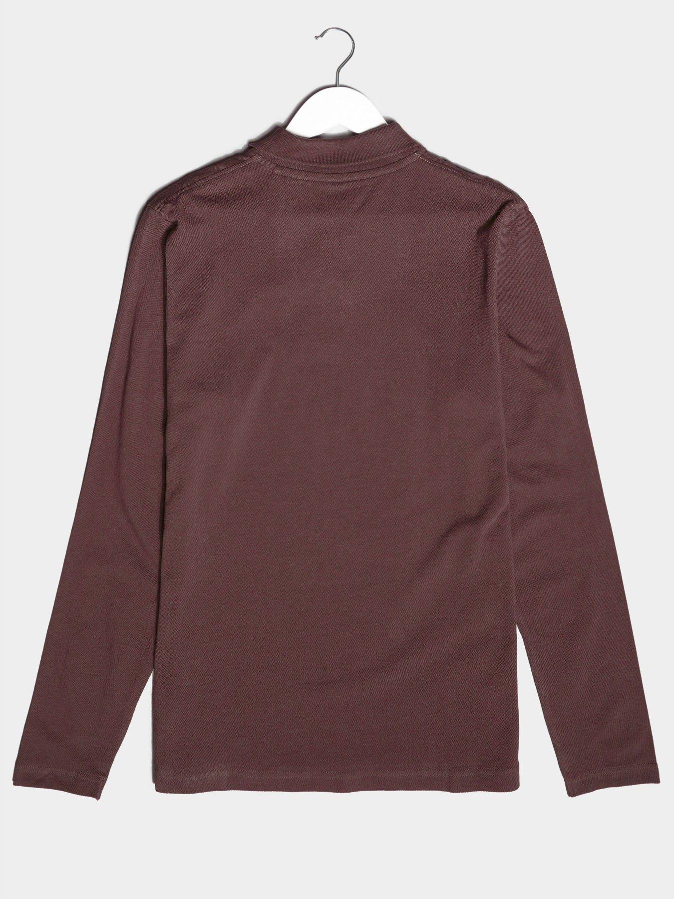  image of badrhino-essential-plain-long-sleeve-polo-shirt-dark-red
