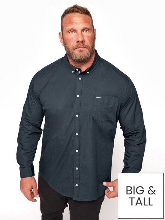 front image of badrhino-essential-long-sleeve-poplin-shirt-navy