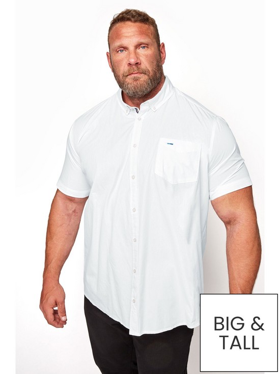 front image of badrhino-essential-short-sleeve-oxford-shirt-white